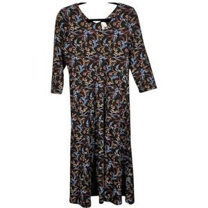 Pact Women’s Whimsy Floral Black Fit & Flare Party MIDI Dress / Size-Small